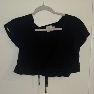 Princess Polly Black Tie-Front Crop Top